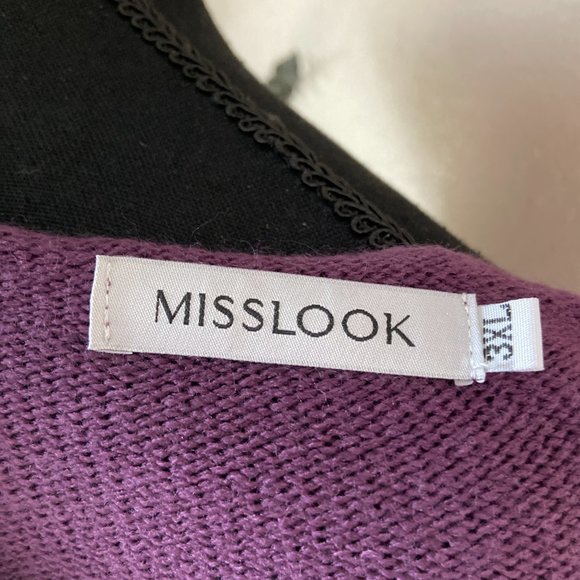 4/$20 Misslook Purple Cream and Pink Drop Shoulder Sweater Rolled Collar 3XL - Picture 6 of 8